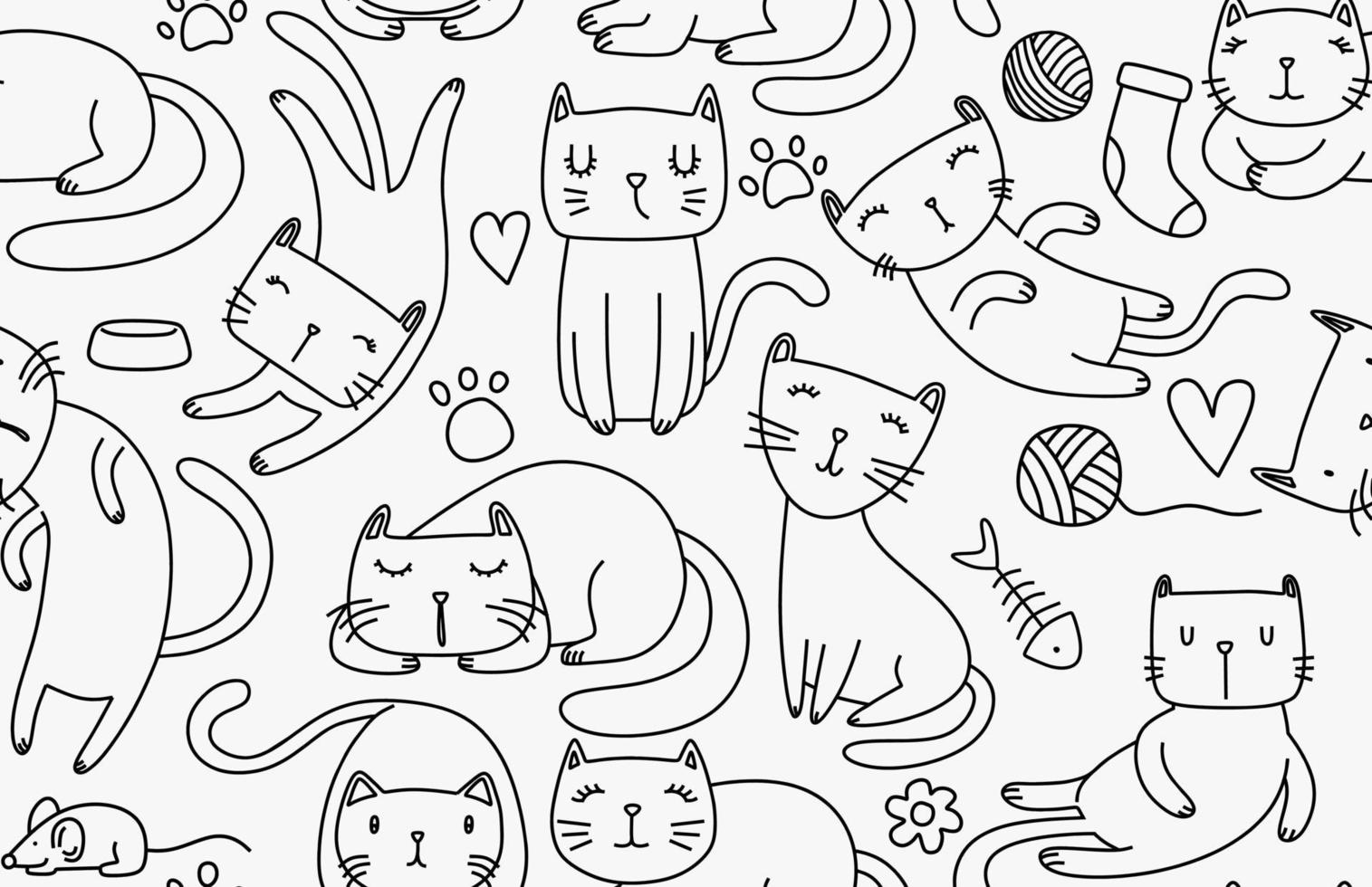 Seamless pattern with Cute cat. vector