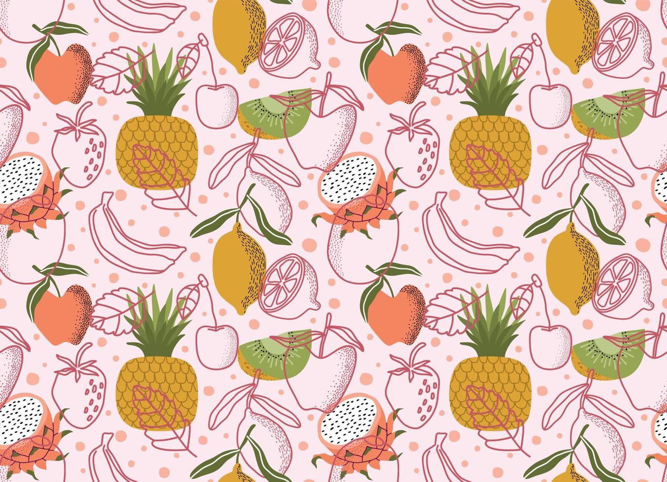 seamless pattern with Cute summer fruit background. vector
