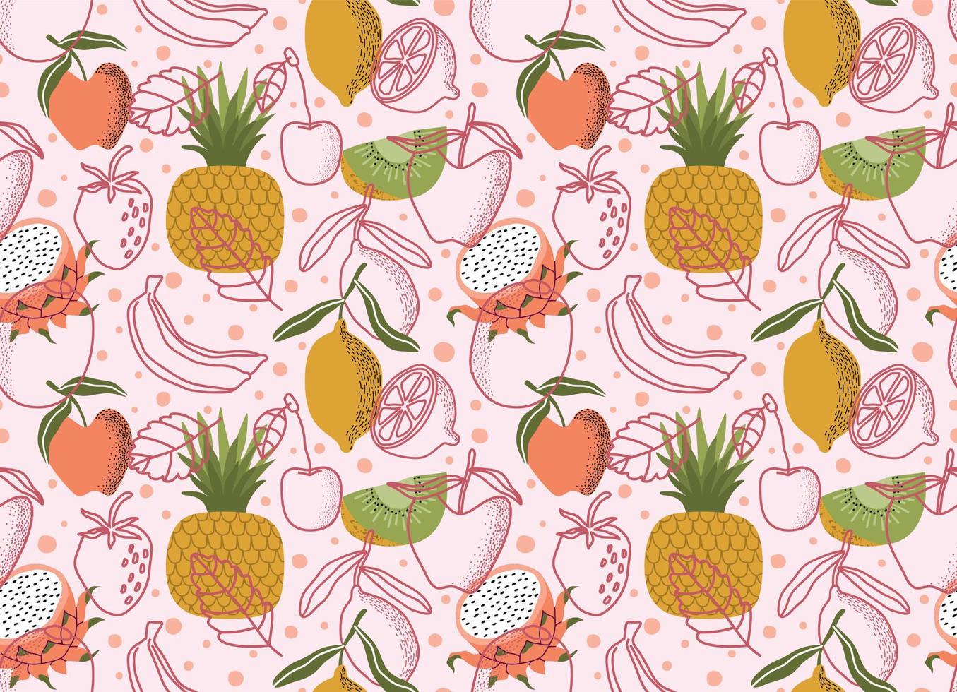 de patrones sin fisuras con lindo fondo de frutas de verano. vector