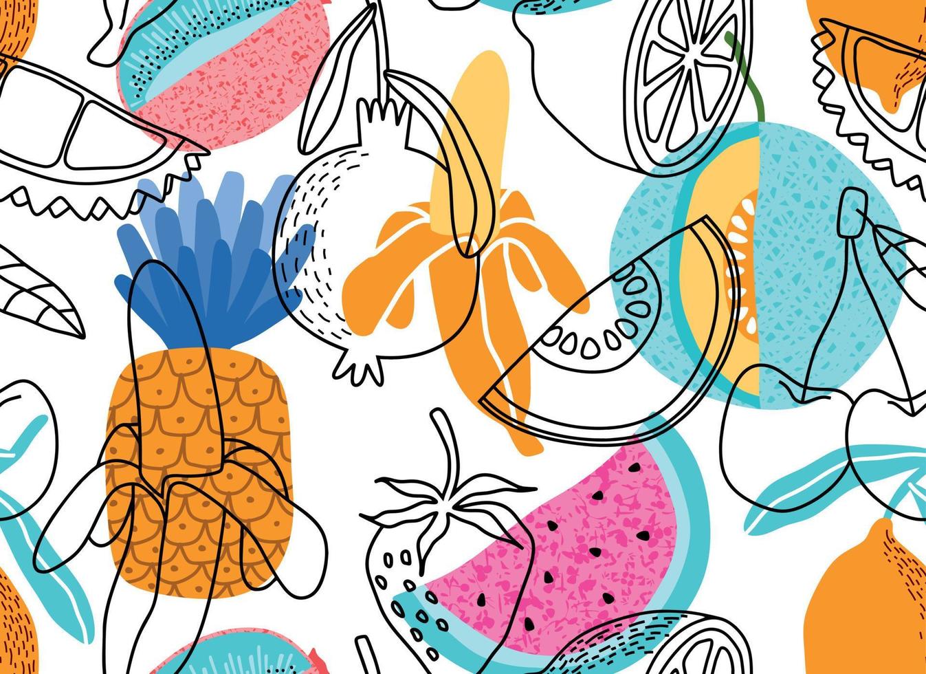 seamless pattern with Cute summer fruit background. vector