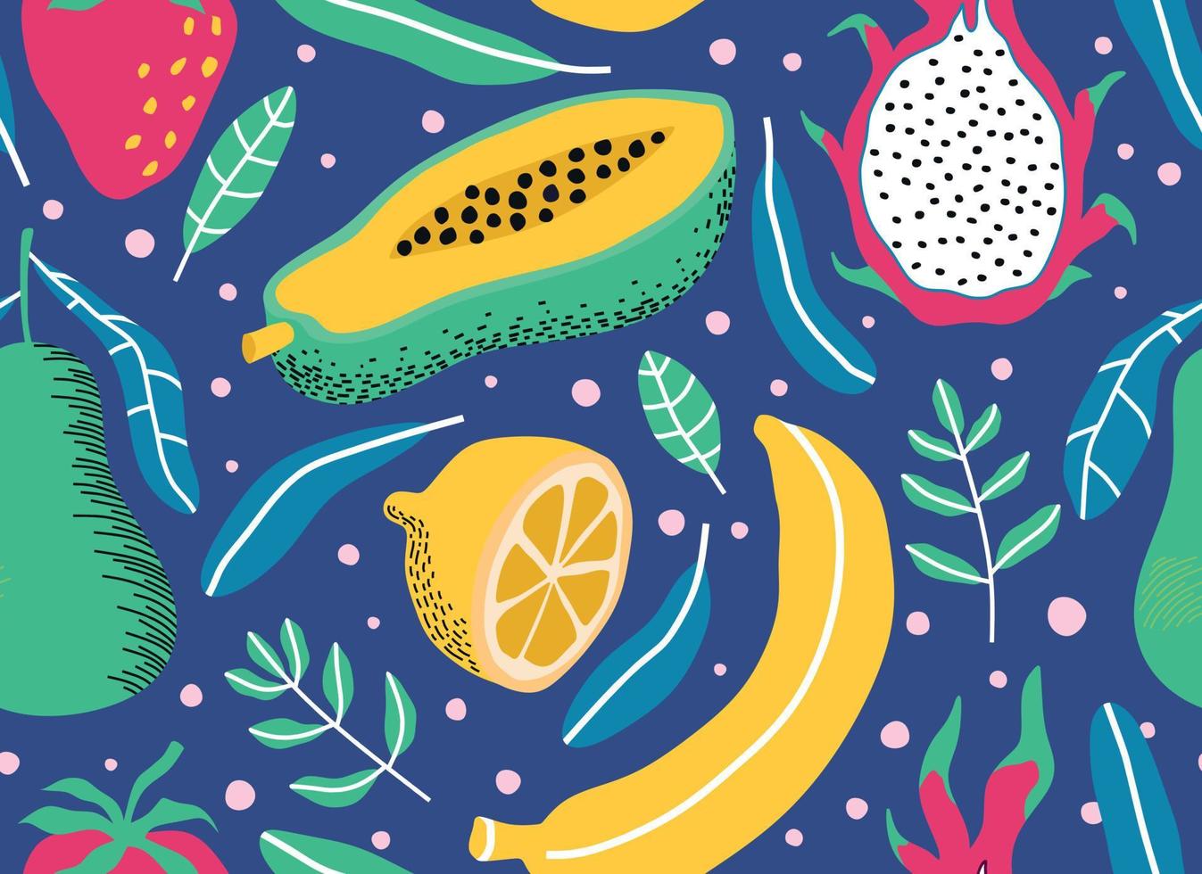 seamless pattern with Cute summer fruit background. vector