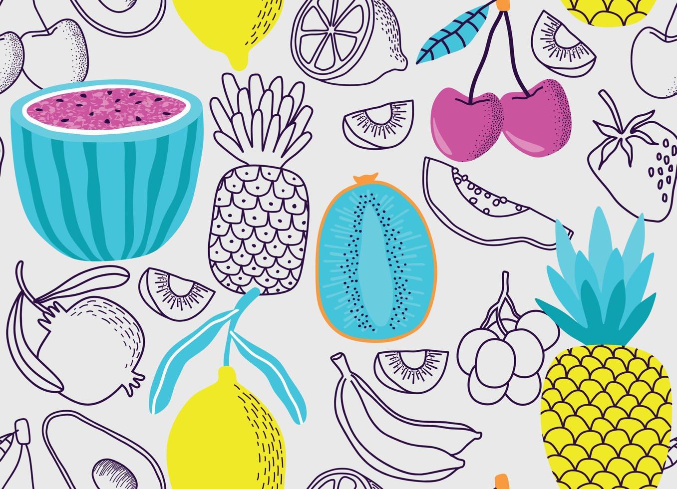 seamless pattern with Cute summer fruit background. vector