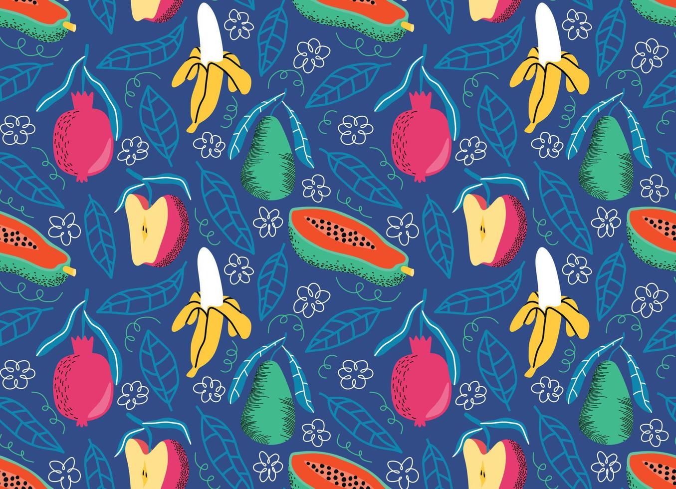 seamless pattern with Cute summer fruit background. vector