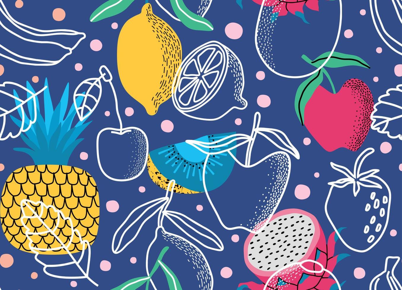 seamless pattern with Cute summer fruit background. vector