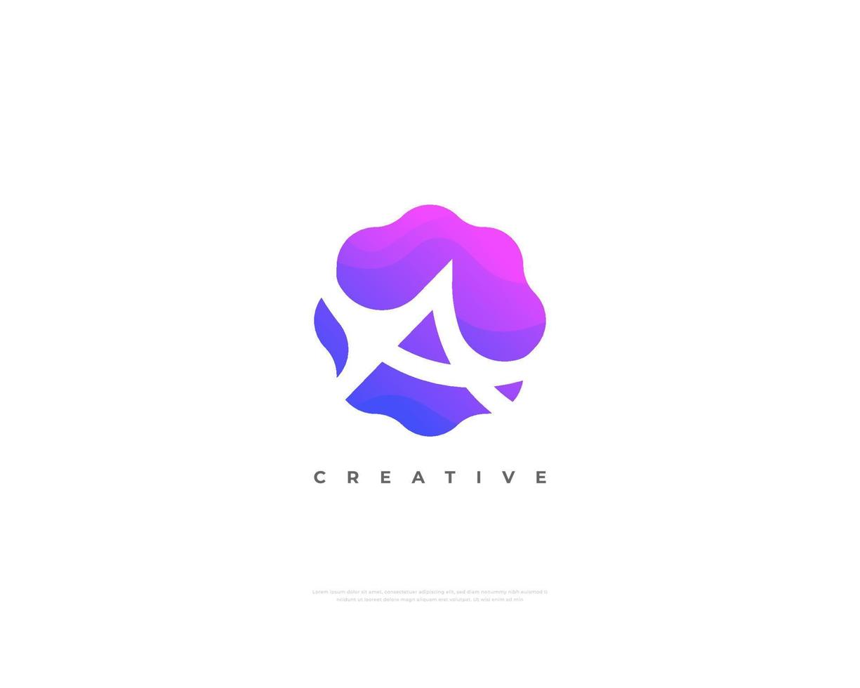 Abstract Letter A Logo Design with Negative Space Concept in Purple Gradient Style. Initial A Logo or Icon for Business Logo Identity vector