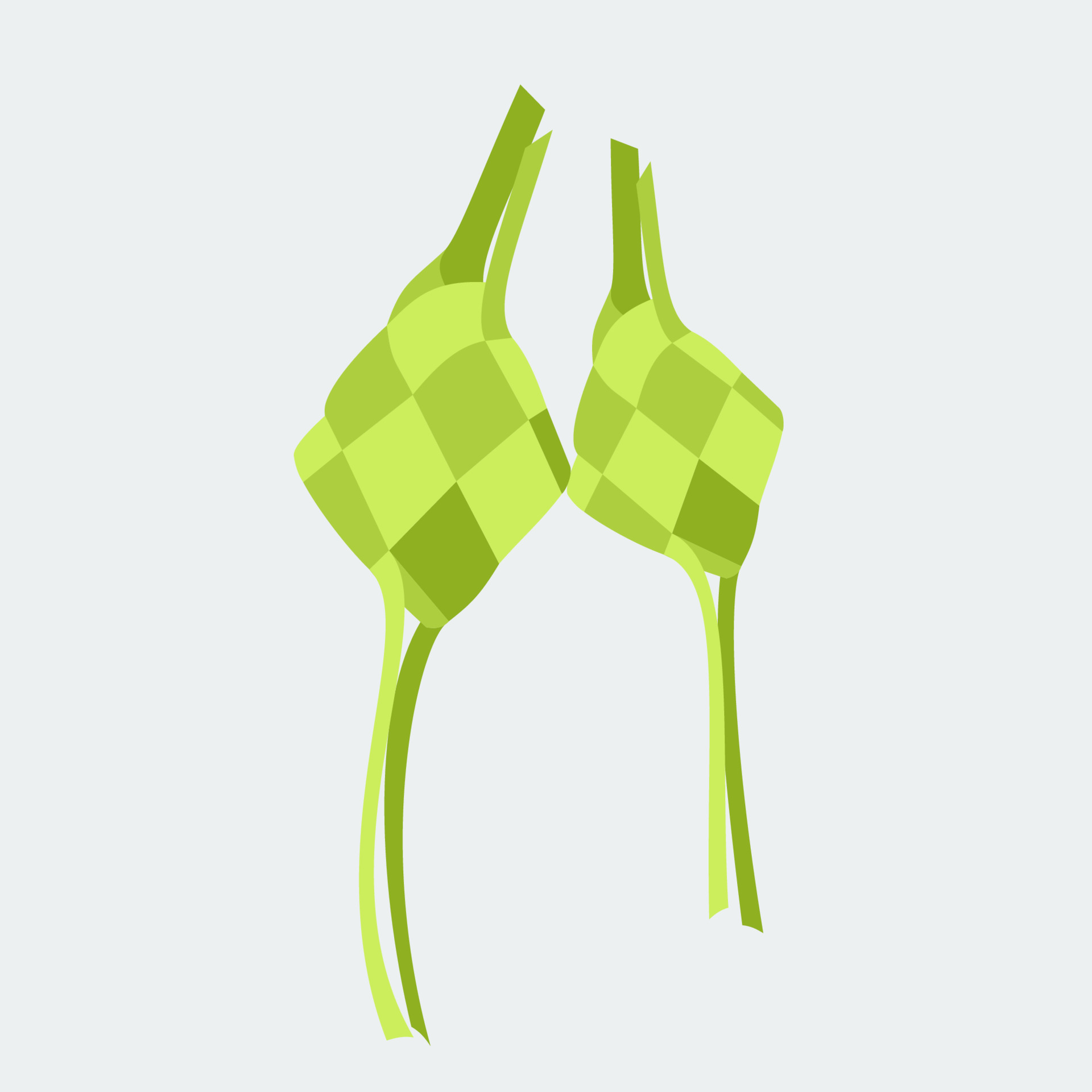 Editable Isolated Indonesian Ketupat Packed Rice Vector Illustration