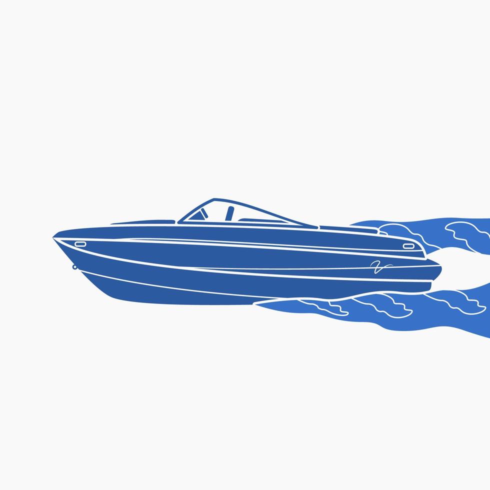 vista lateral editable barco americano bowrider en ilustración de vector de agua en estilo monocromo para elemento de arte de transporte o diseño relacionado con recreación