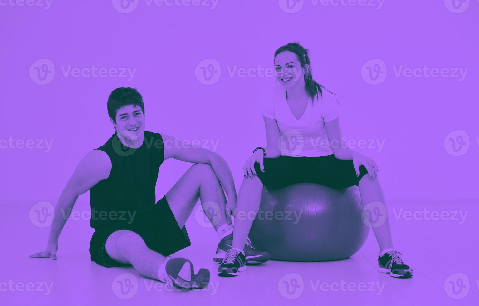 happy young couple fitness workout and fun photo