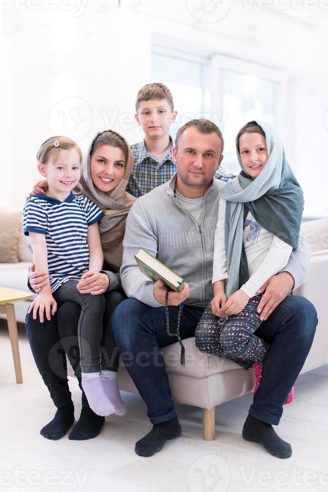 portrait of young happy modern muslim family photo