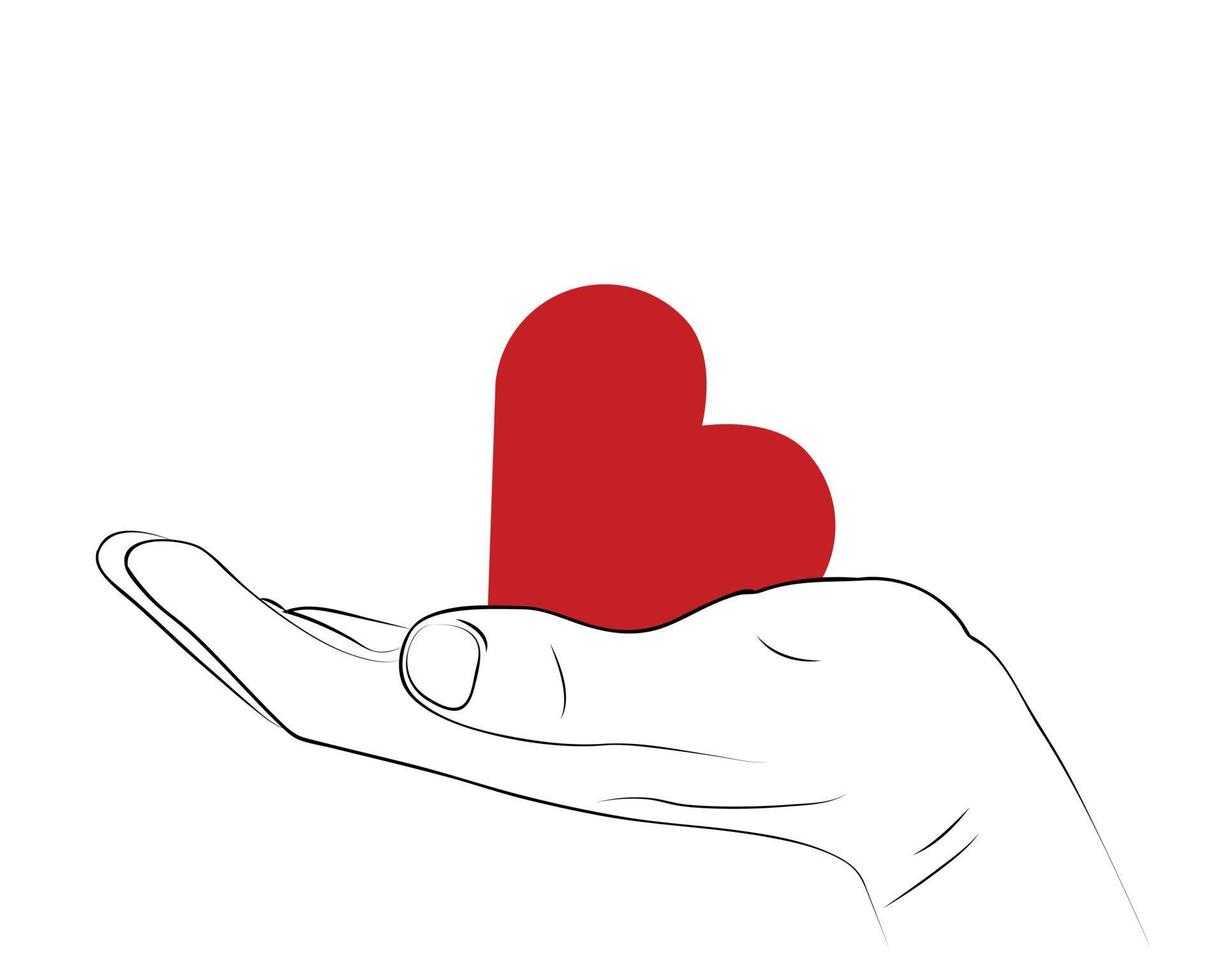 Heart in the hand drawing vector