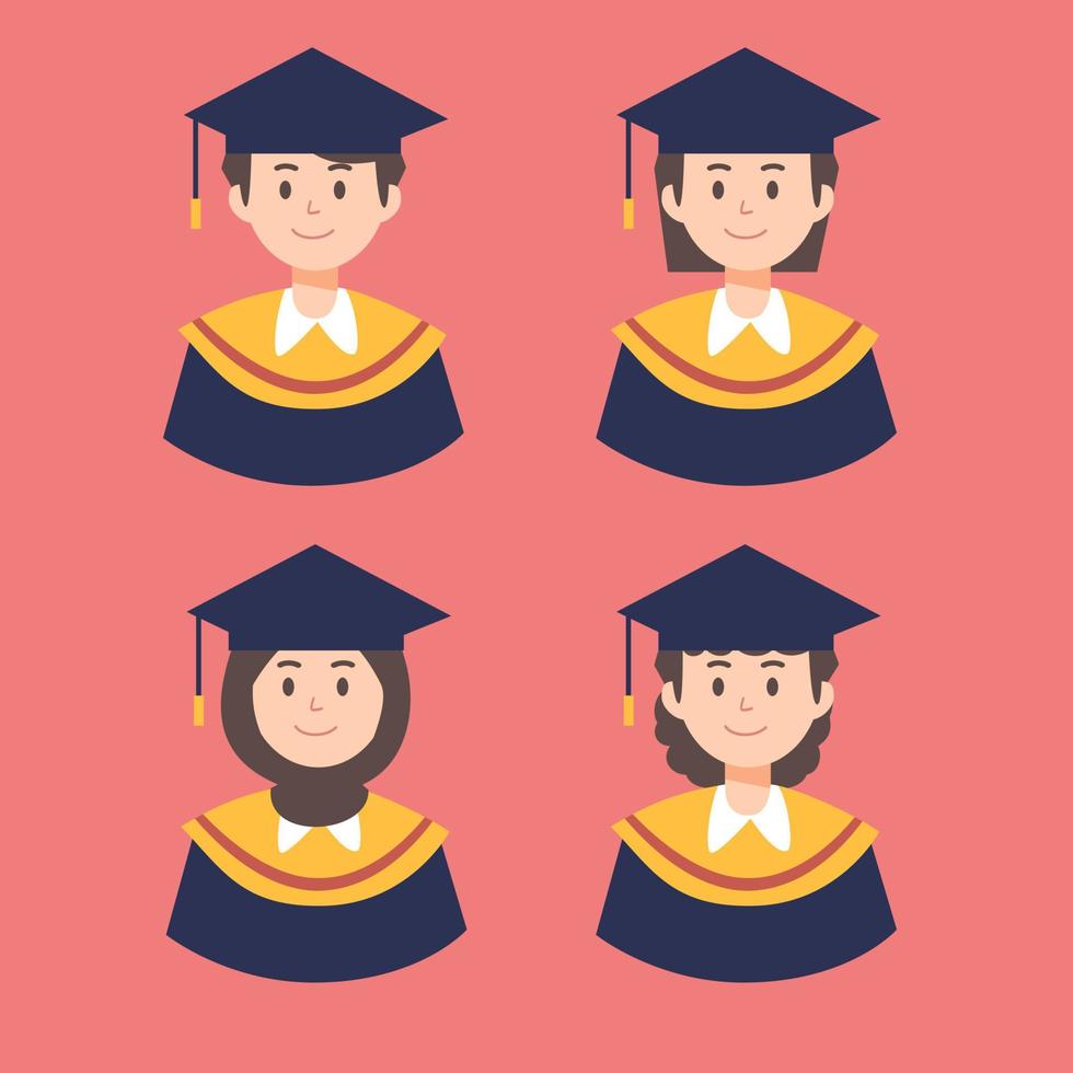 People with graduation uniform vector