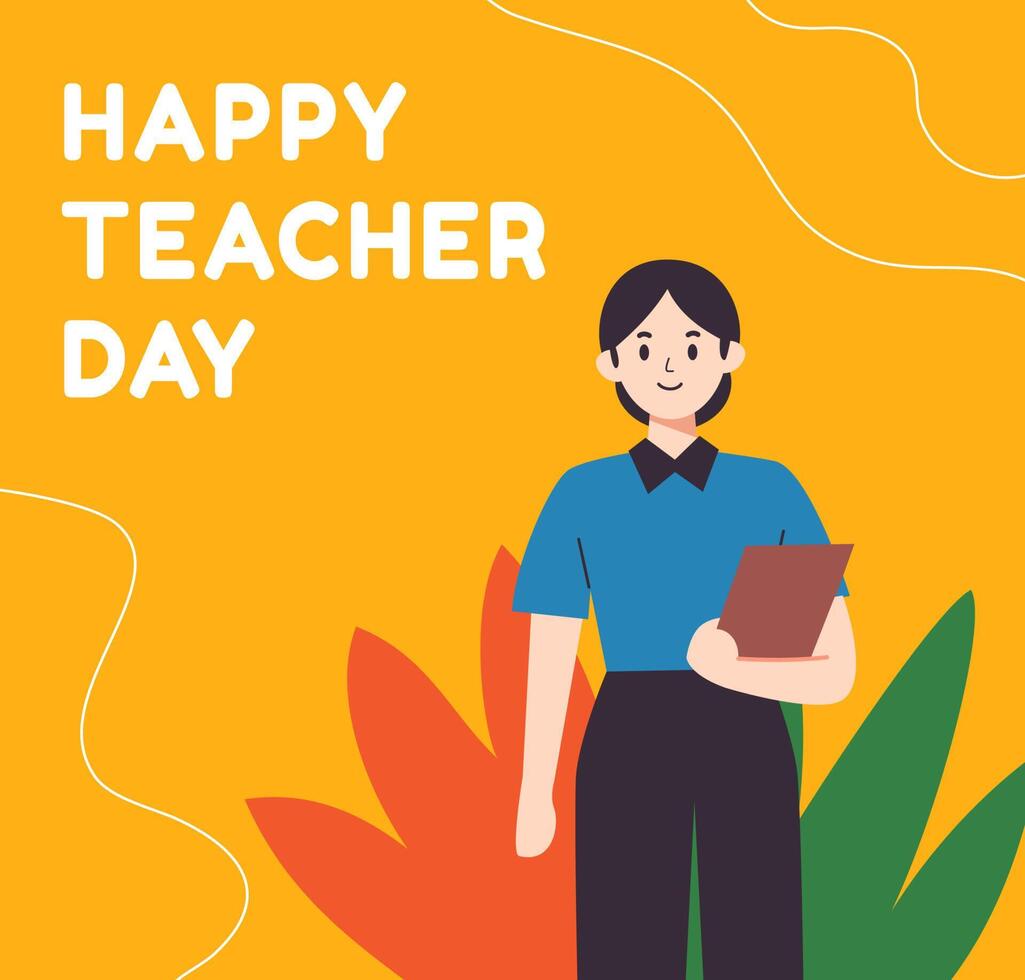 Happy teacher day template post vector