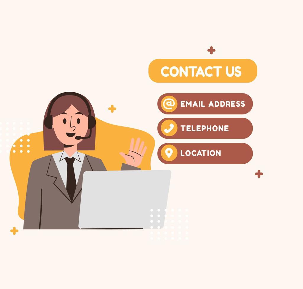 Contact us Customer service template post vector
