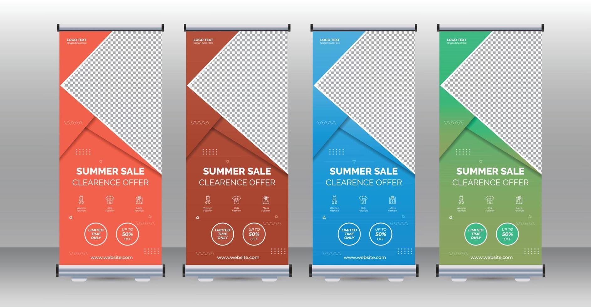 summer sale fashion roll up banner signage standee, x stand vector