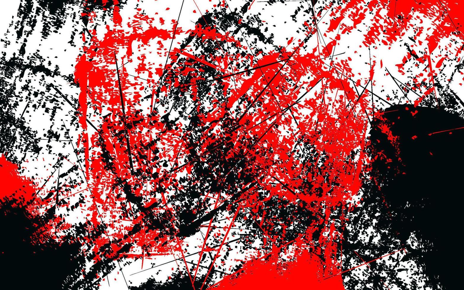 textura grunge abstracta pintura salpicada fondo negro, rojo y blanco vector