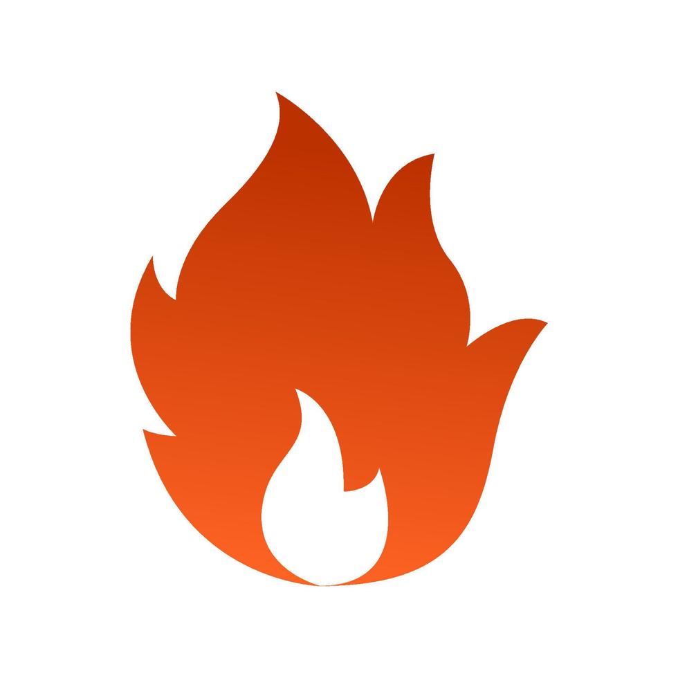 Ilustración de vector de signo de llama de fuego simple aislado sobre fondo blanco