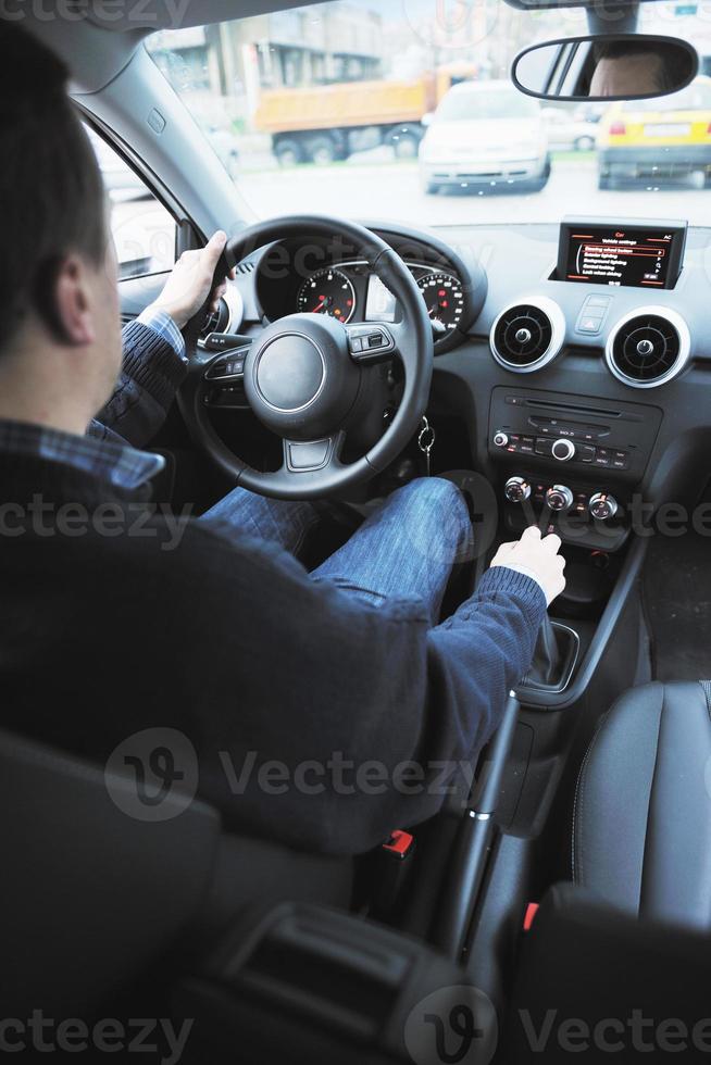 man using car navigation photo