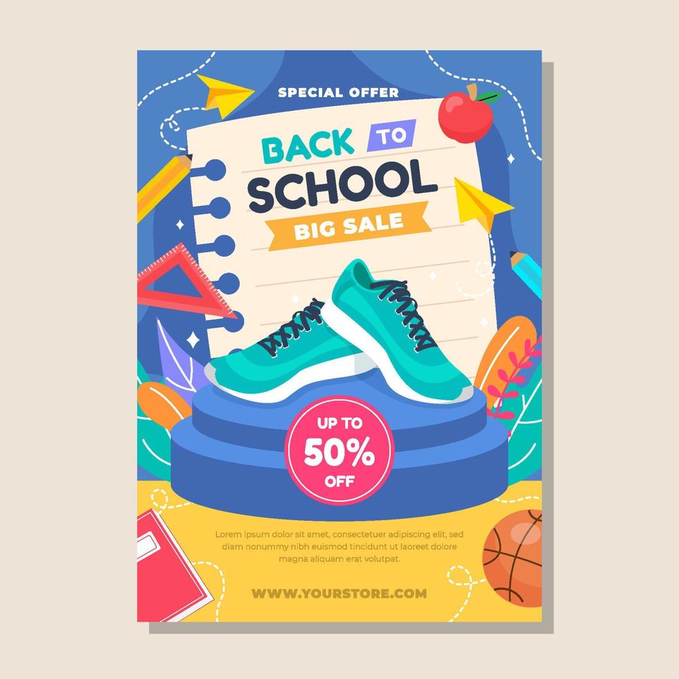 Flat Back To School Offer Poster Template vector