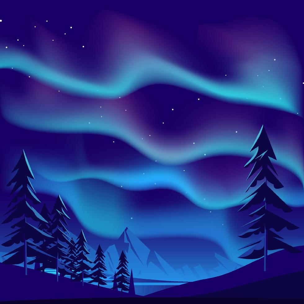 Northen Light Over Rocky Mountains Scenery vector