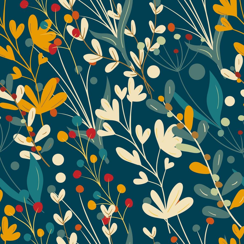 Seamless botanical pattern with leaves vector