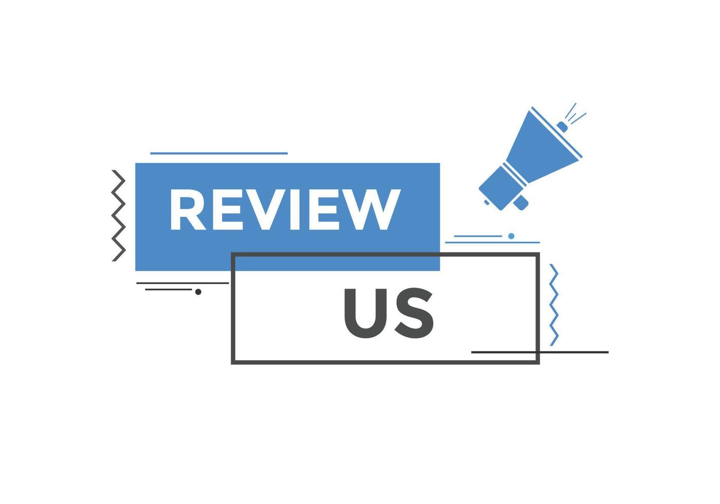 Review us Start now button. Review us User rating social banner promotion. Review Us text social media template vector