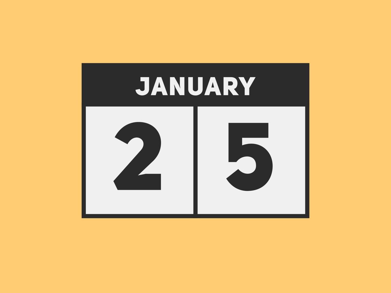 january 25 calendar reminder. 25th january daily calendar icon template. Calendar 25th january icon Design template. Vector illustration