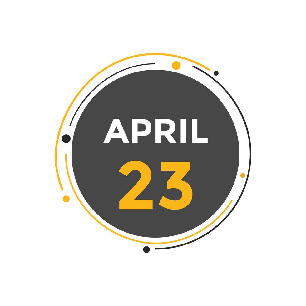 april 23 calendar reminder. 23th april daily calendar icon template. Calendar 23th april icon Design template. Vector illustration