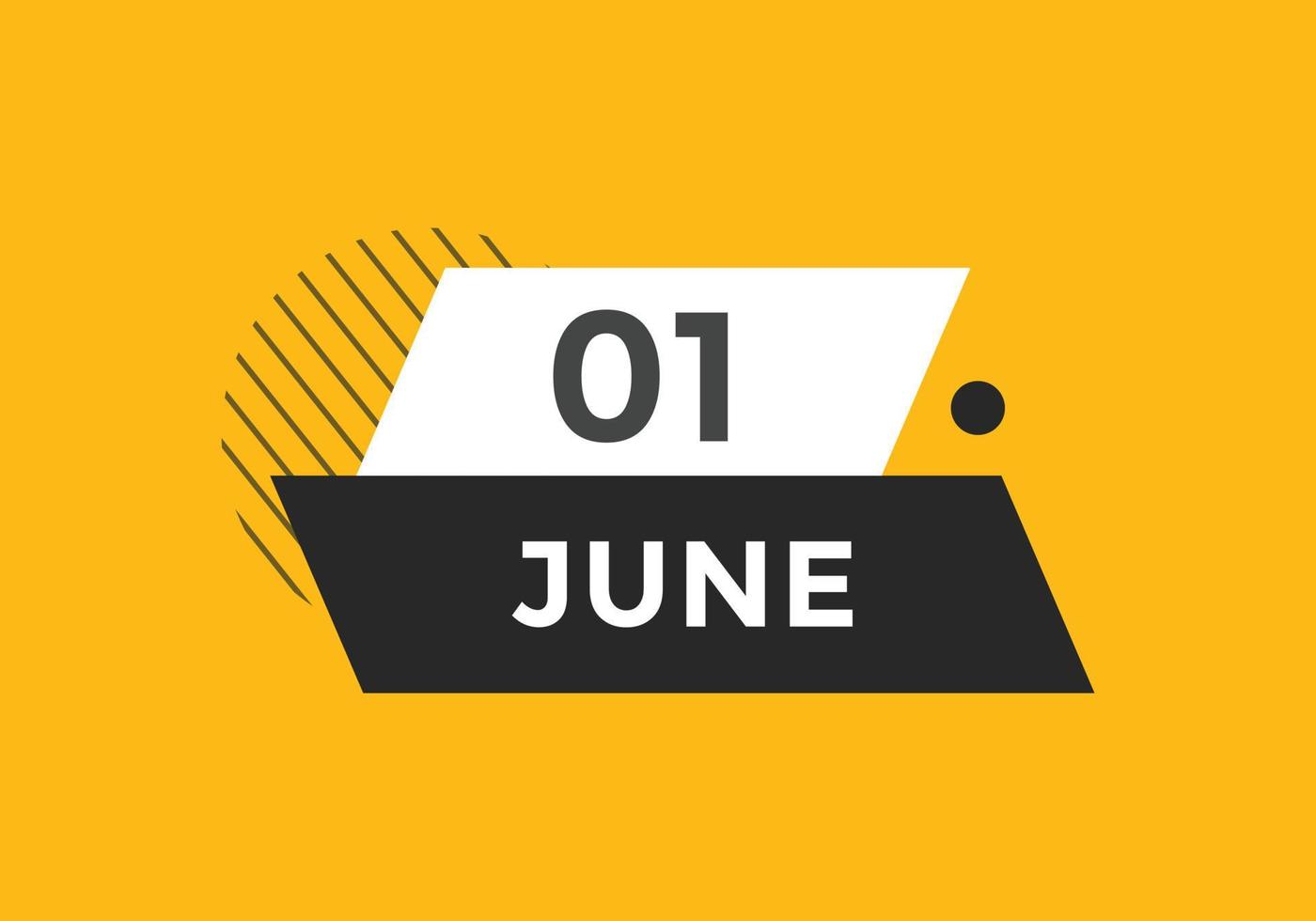 june 1 calendar reminder. 1st june daily calendar icon template. Calendar 1st june icon Design template. Vector illustration