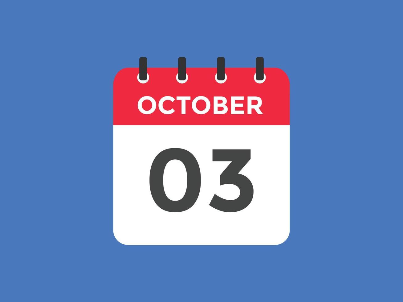 october 3 calendar reminder. 3rd october daily calendar icon template. Calendar 3rd october icon Design template. Vector illustration