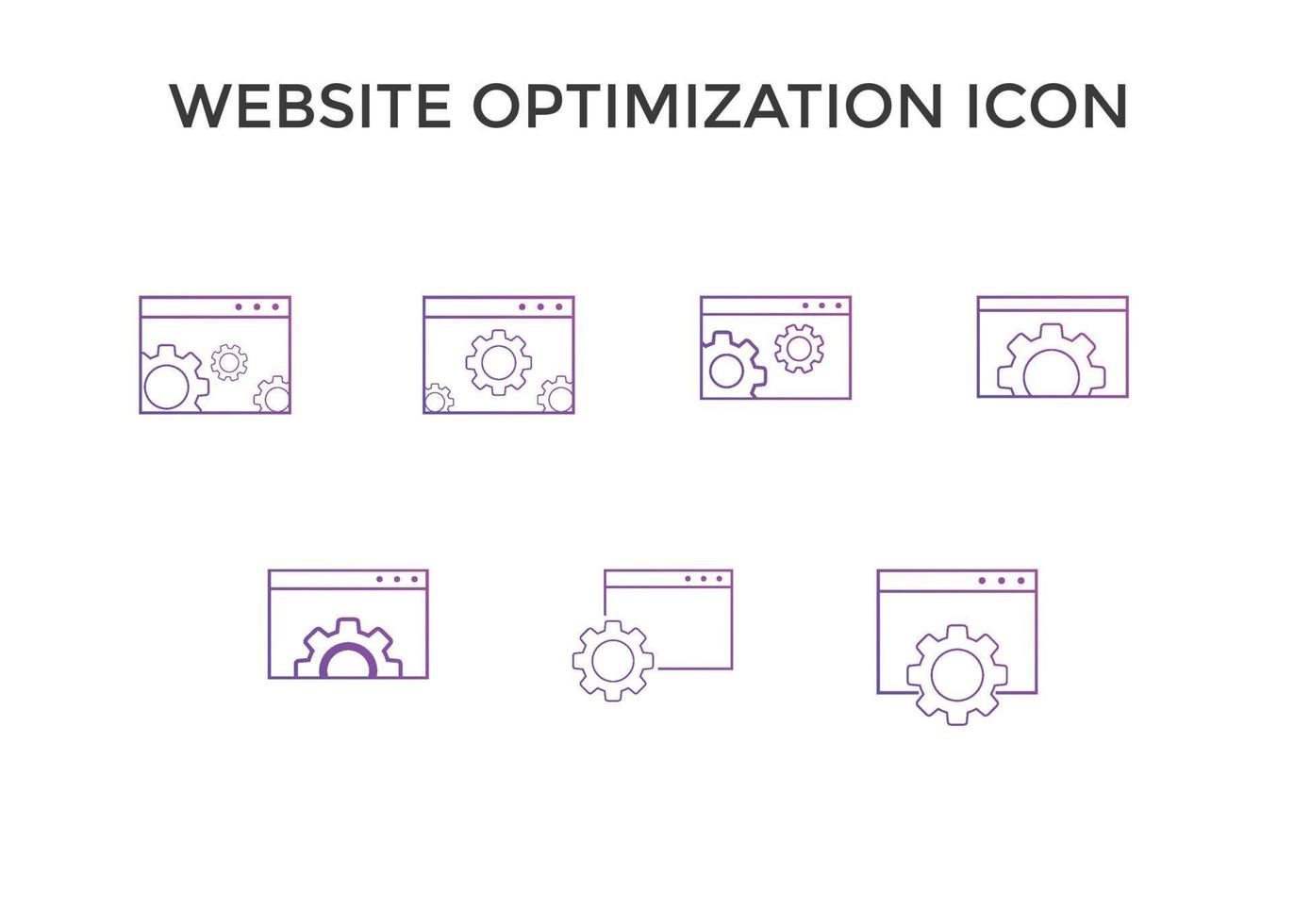 iconos de optimización de sitios web. icono de símbolo de desarrollo de página web. concepto de seo y diseño web vector