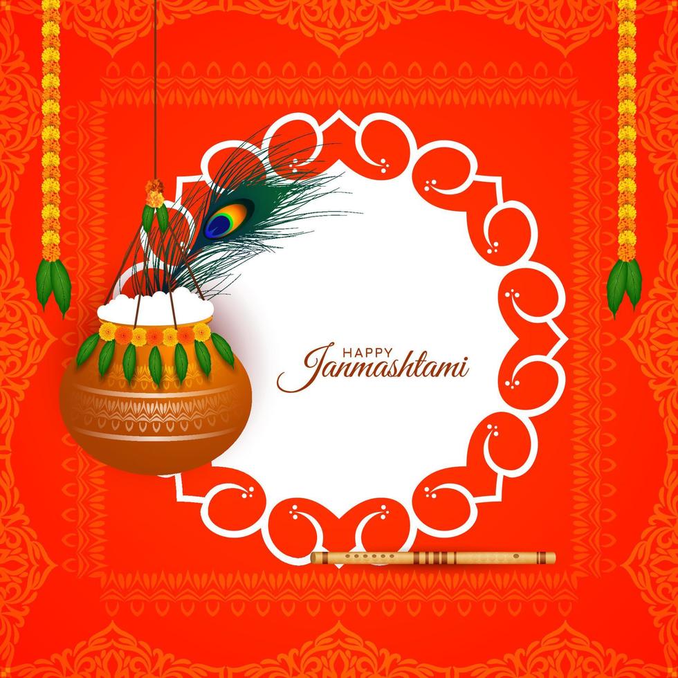 festival religioso indio feliz janmashtami celebración diseño de fondo vector