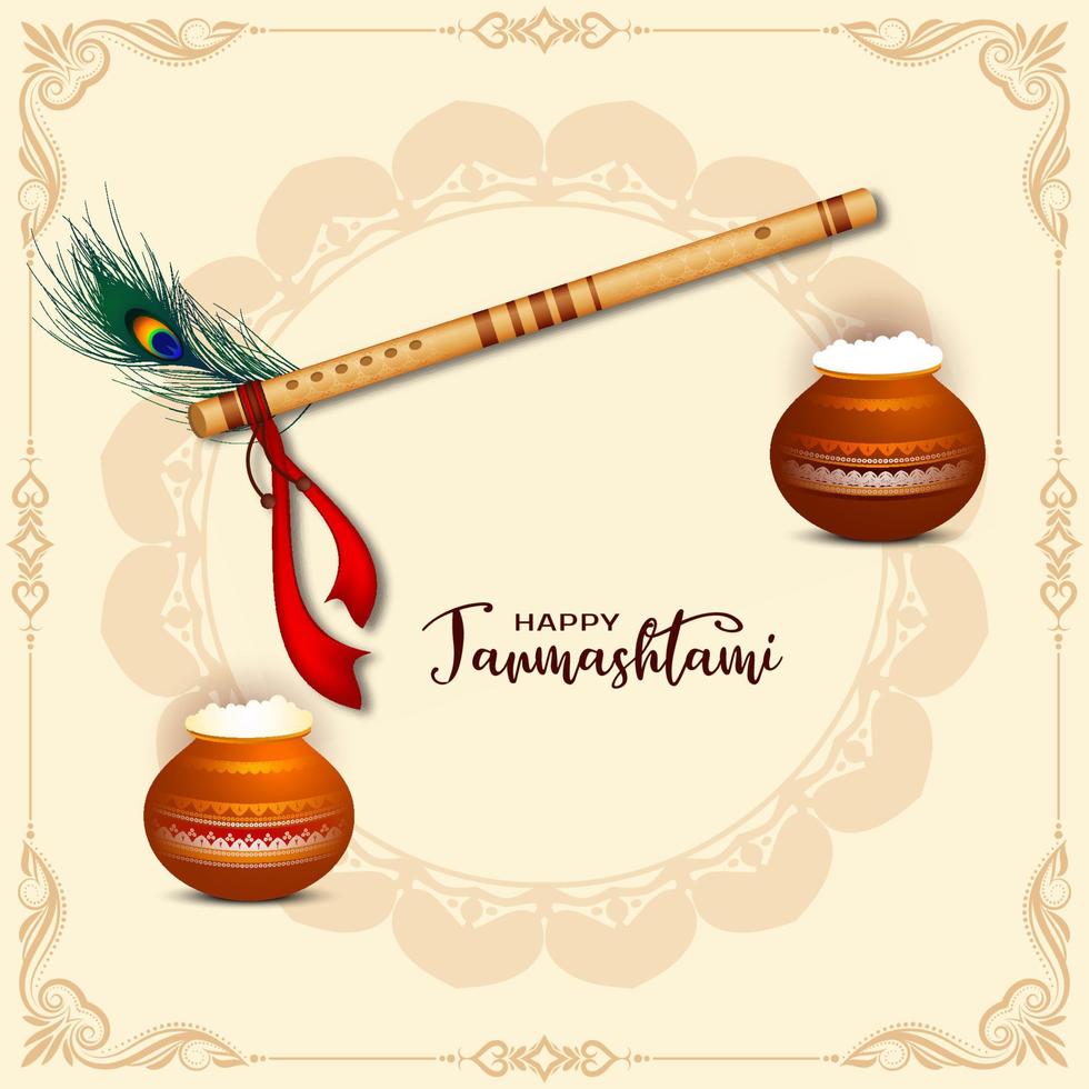 diseño de fondo del festival religioso indio feliz janmashtami vector