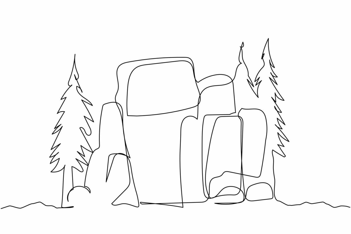 Single one line drawing prehistoric stone cave entrance. Stone house cave from past age. Home of caveman or ancient animal for protection. Modern continuous line design graphic vector illustration