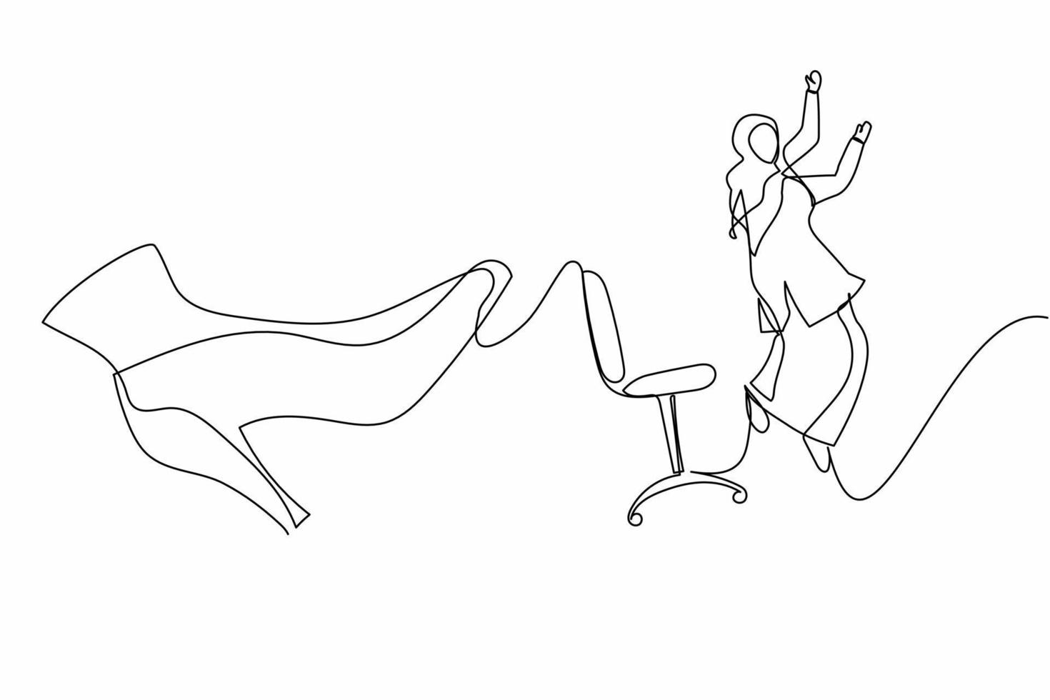 Continuous one line drawing businesswoman get kicked out of door. Dismissed  from her job. Unemployment business concept. Boss kicks unnecessary  employee. Single line design vector graphic illustration 23659294 Vector  Art at Vecteezy