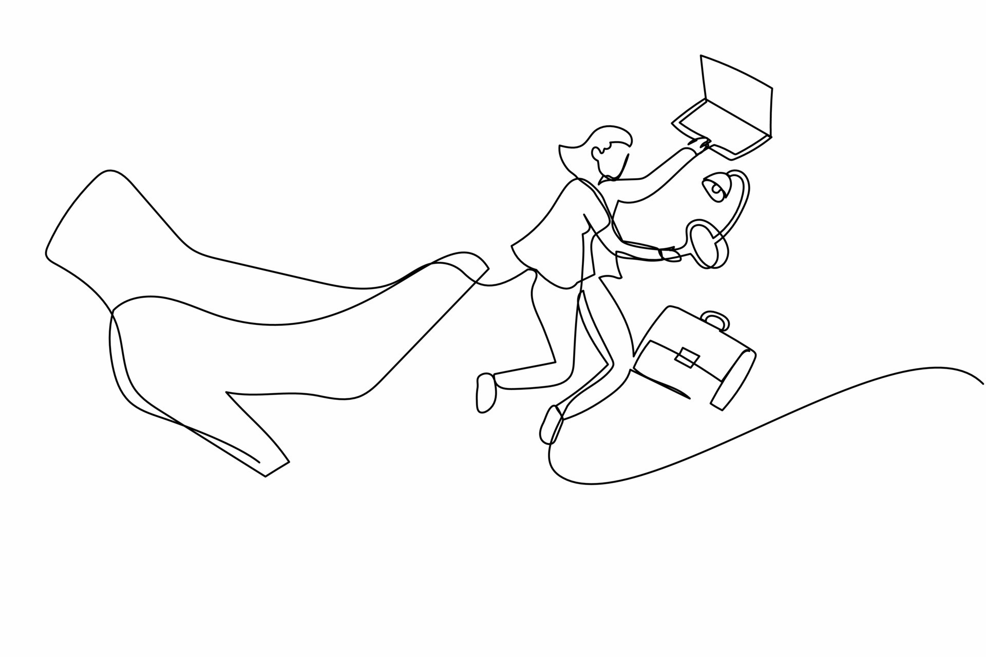 Continuous one line drawing businesswoman get kicked out of door. Dismissed  from her job. Unemployment business concept. Boss kicks unnecessary  employee. Single line design vector graphic illustration 23659294 Vector  Art at Vecteezy