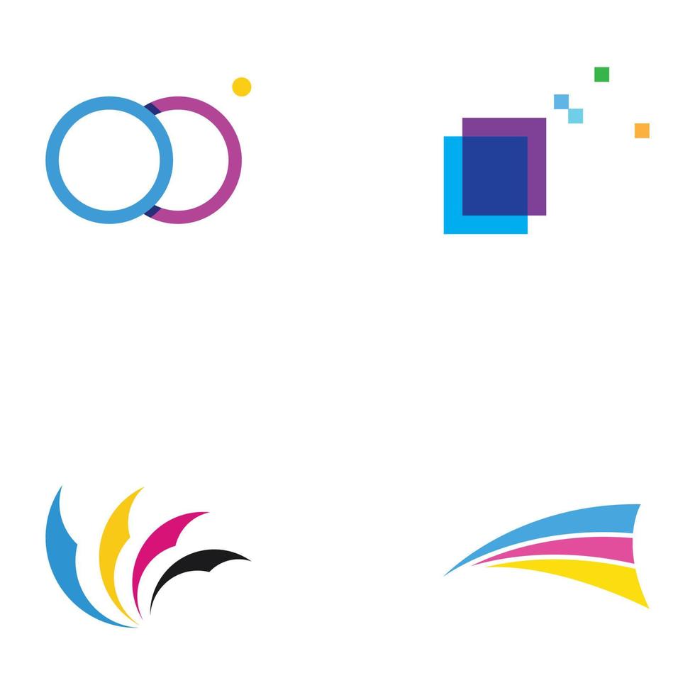 Abstract colorful logo digital printing, printing services, media, technology and the internet. With a modern and simple concept. vector