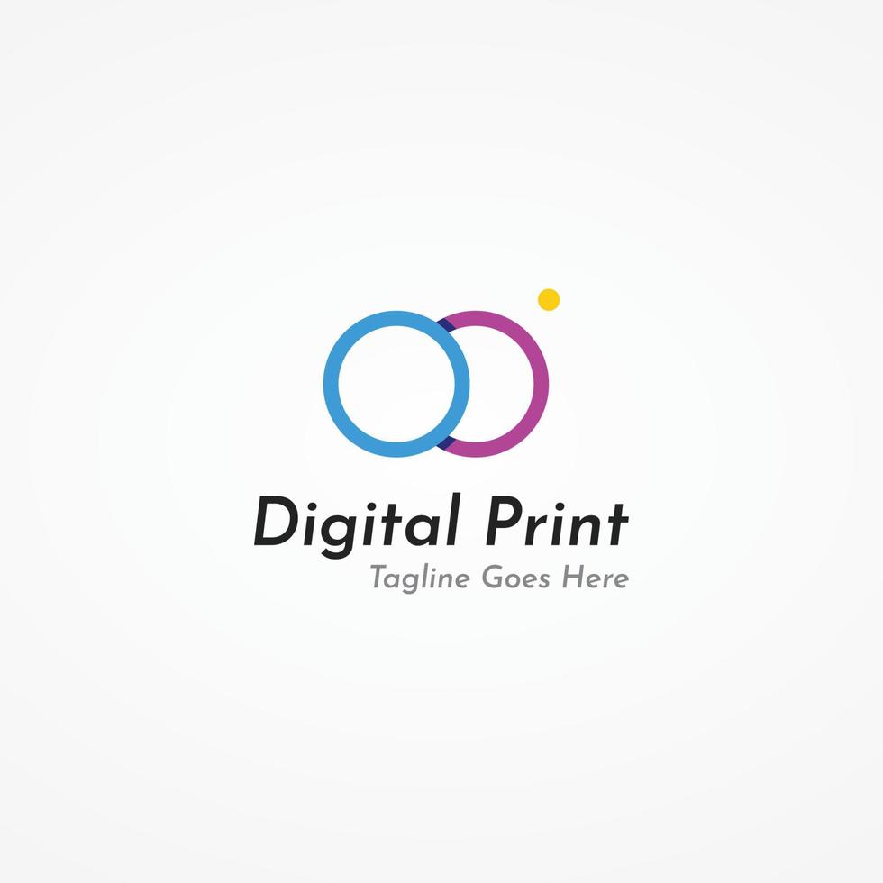 Abstract colorful logo digital printing, printing services, media, technology and the internet. With a modern and simple concept. vector