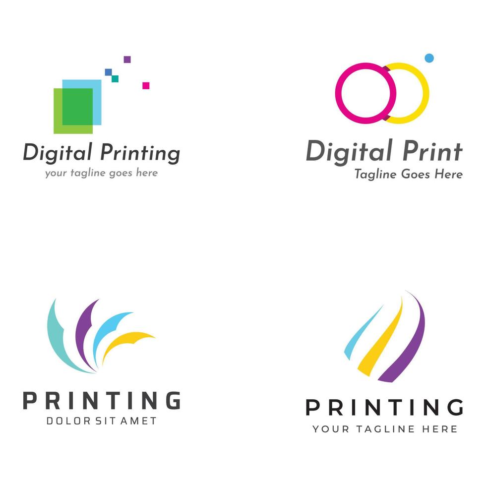 Abstract colorful logo digital printing, printing services, media, technology and the internet. With a modern and simple concept. vector