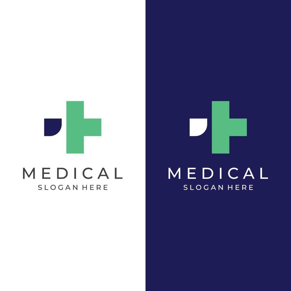 logotipo de signo médico con un signo más simple y moderno, logotipo para médico, farmacia, farmacia, hospital. Con ilustración de vector de plantilla.