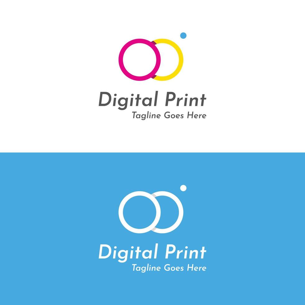 Abstract colorful logo digital printing, printing services, media, technology and the internet. With a modern and simple concept. vector