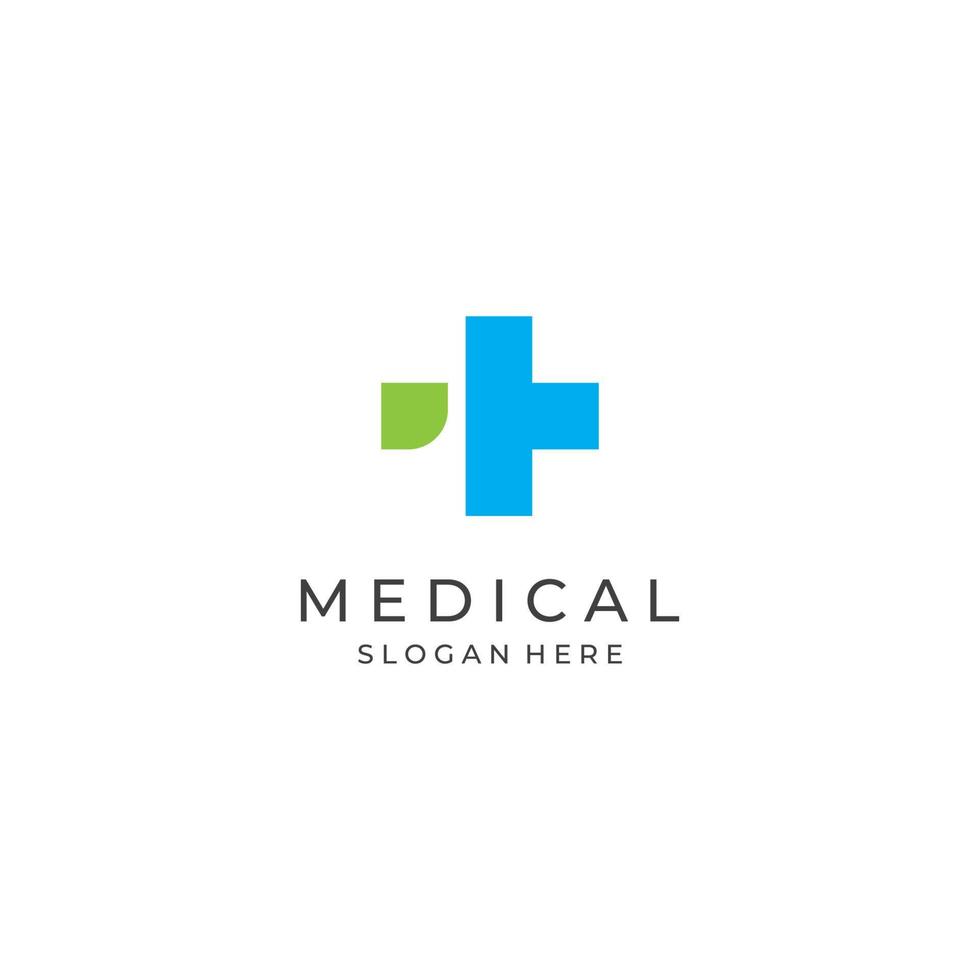 logotipo de signo médico con un signo más simple y moderno, logotipo para médico, farmacia, farmacia, hospital. Con ilustración de vector de plantilla.