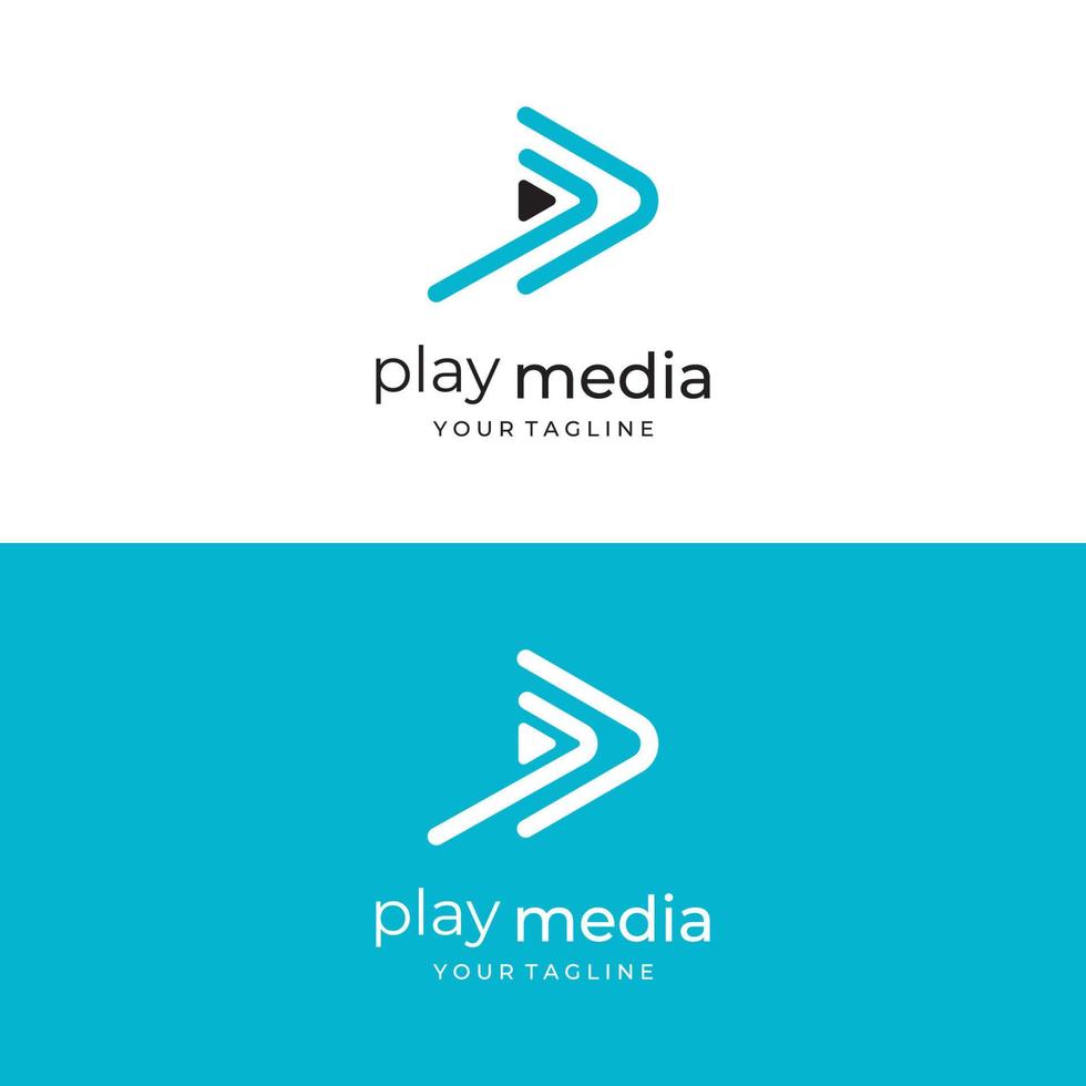 Media logo play button with modern triangle, the logo can be used for multimedia, printing, technology and other businesses. vector