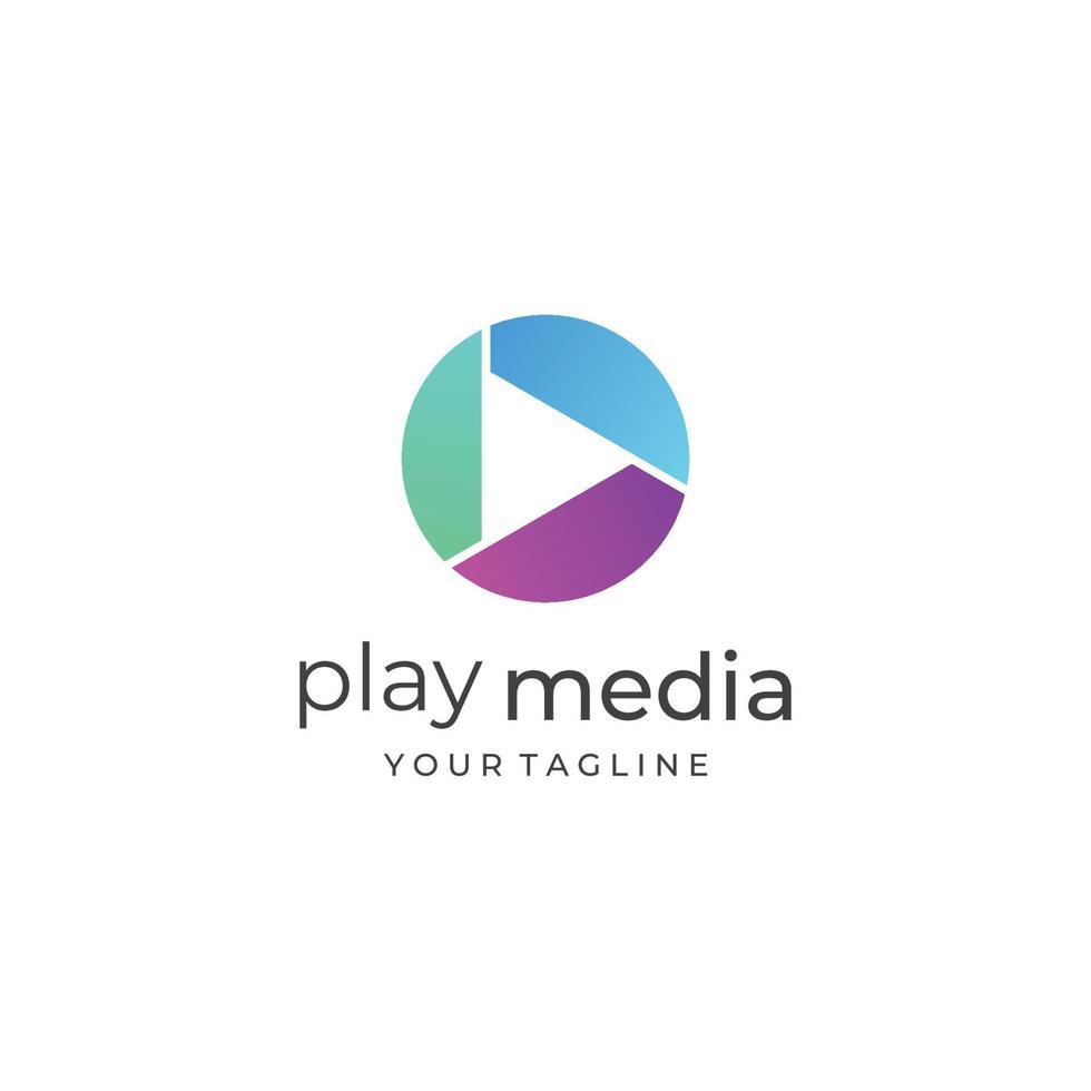 Media logo play button with modern triangle, the logo can be used for multimedia, printing, technology and other businesses. vector
