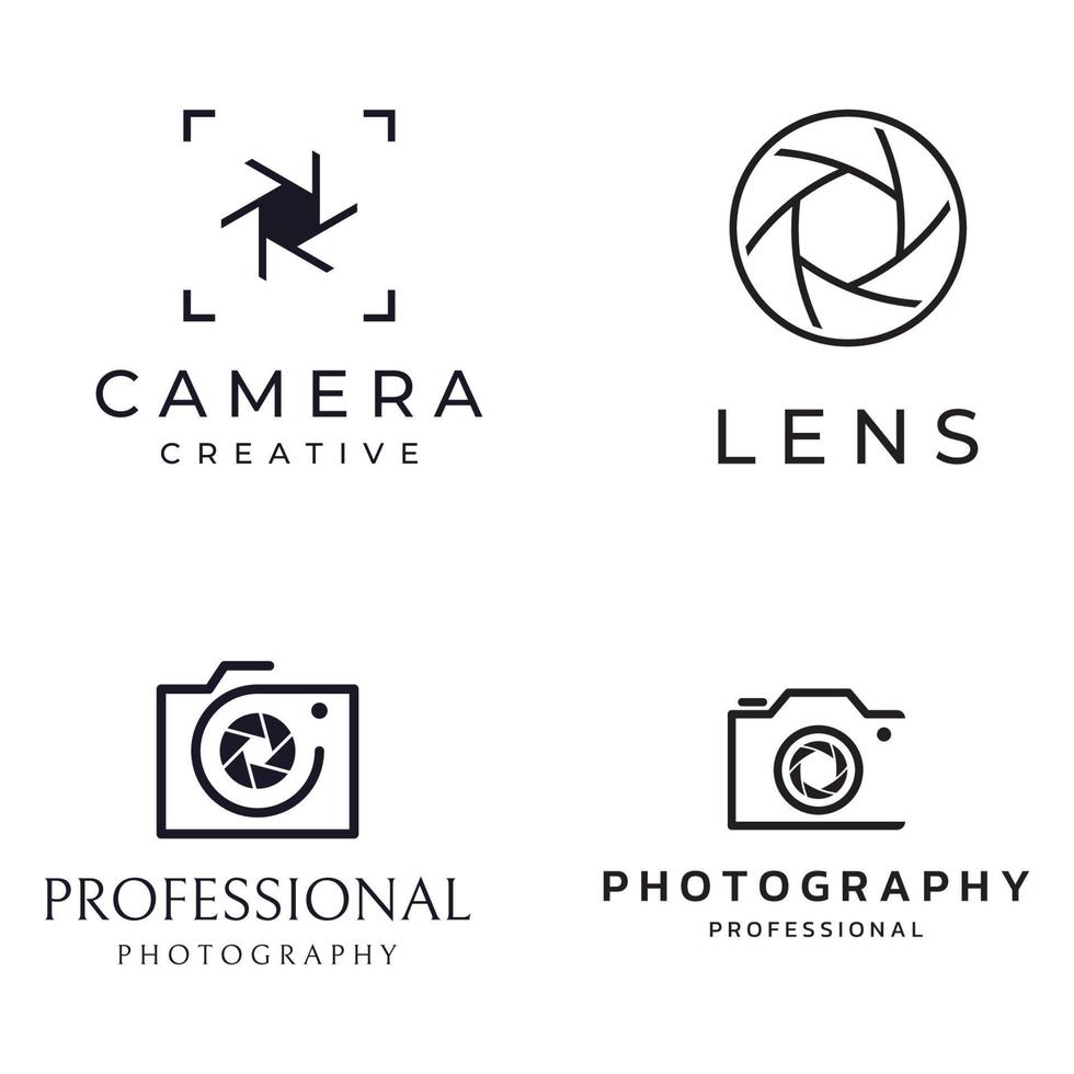 logotipo de cámara de fotografía, obturador de cámara de lente, digital, línea, profesional, elegante y moderno. el logotipo se puede utilizar para estudio, fotografía y otros negocios. vector