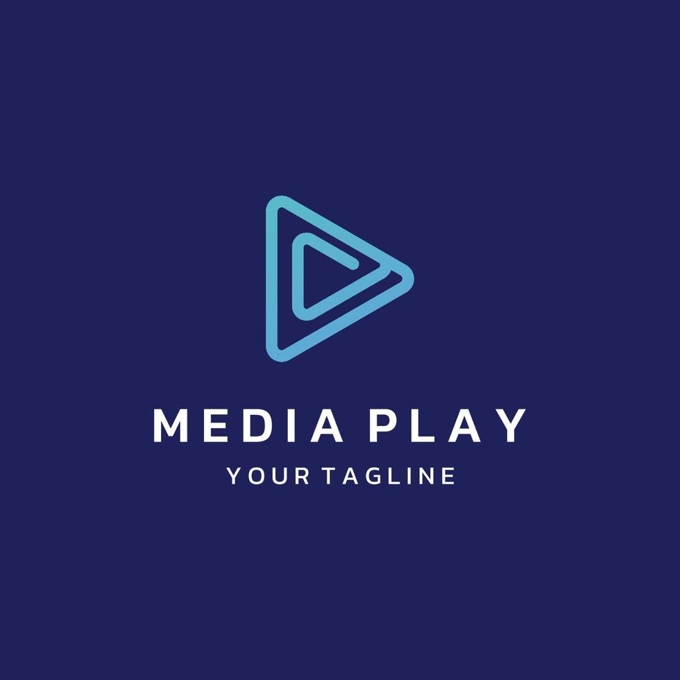 Media logo play button with modern triangle, the logo can be used for multimedia, printing, technology and other businesses. vector