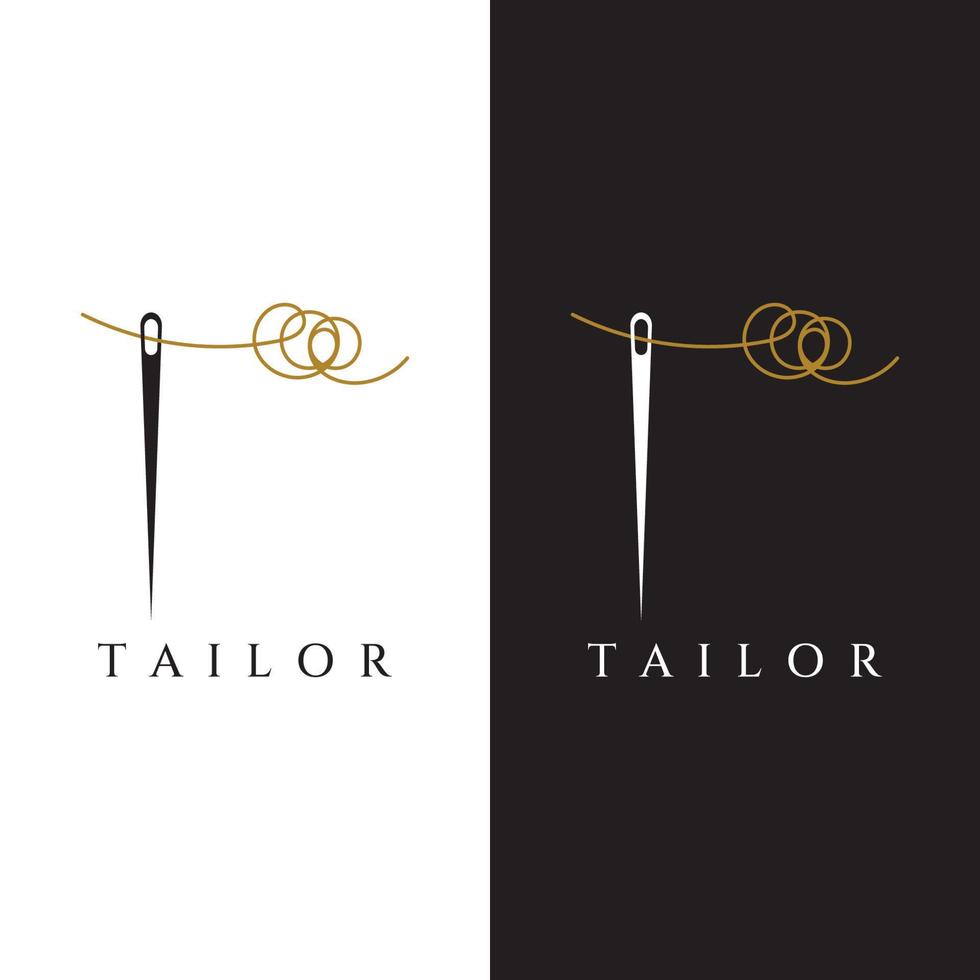 Tailor silhouette logo with needle, thread, benik and sewing machine markings. Logo design for tailors, fashion, boutiques and other clothing companies. With vector illustration design.