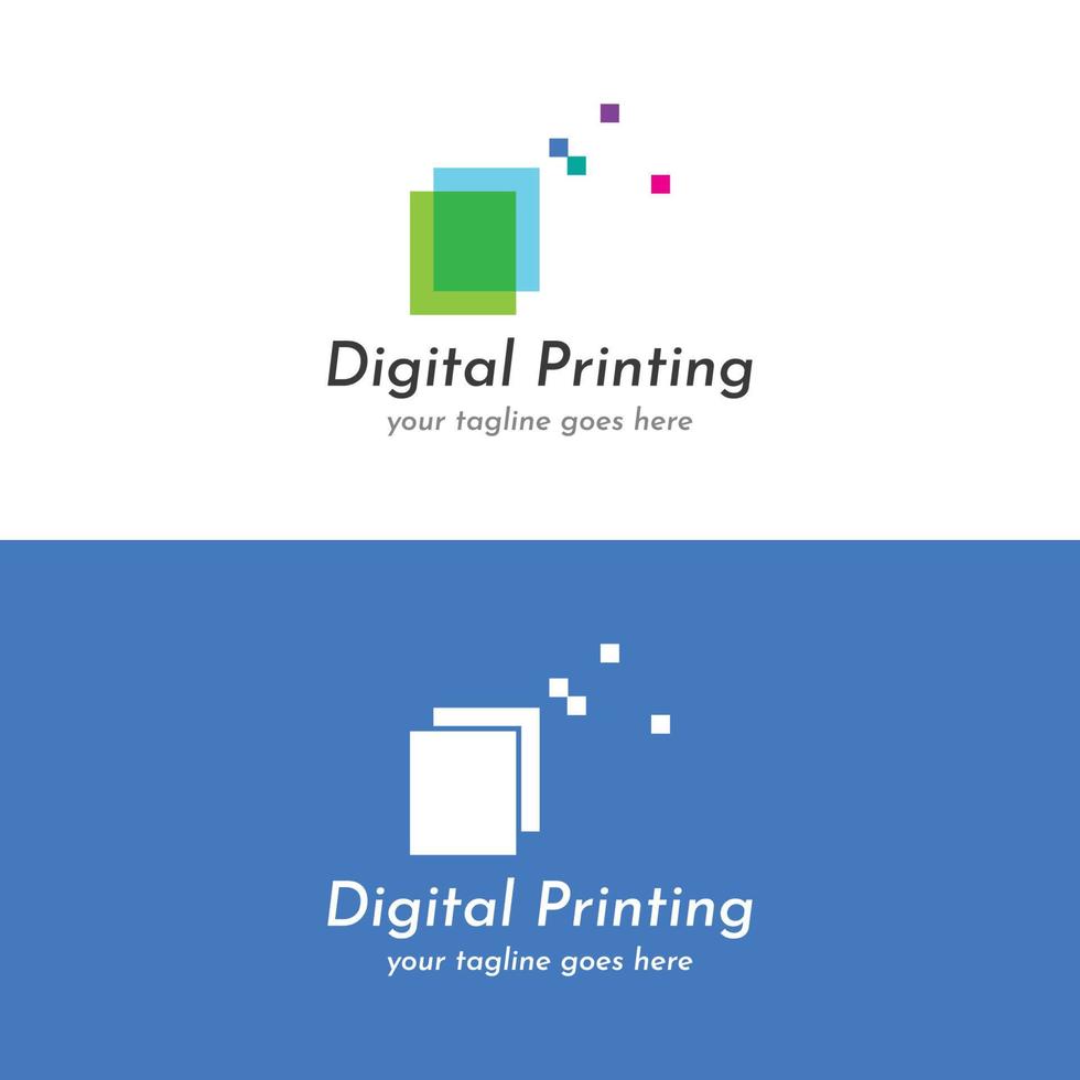 Abstract colorful logo digital printing, printing services, media, technology and the internet. With a modern and simple concept. vector