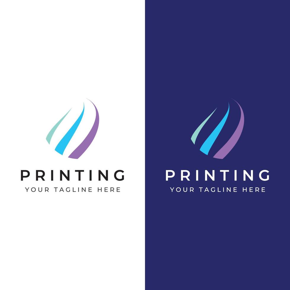 Abstract colorful logo digital printing, printing services, media, technology and the internet. With a modern and simple concept. vector