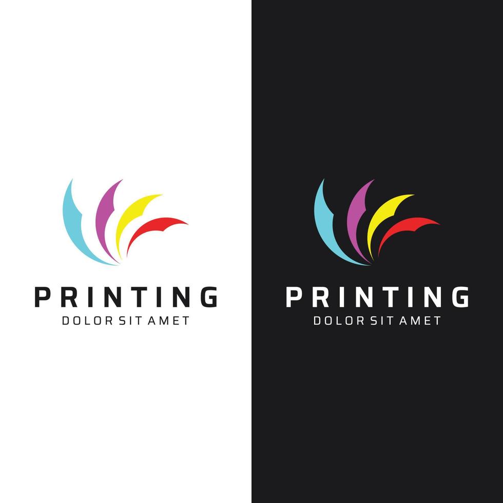 Abstract colorful logo digital printing, printing services, media, technology and the internet. With a modern and simple concept. vector