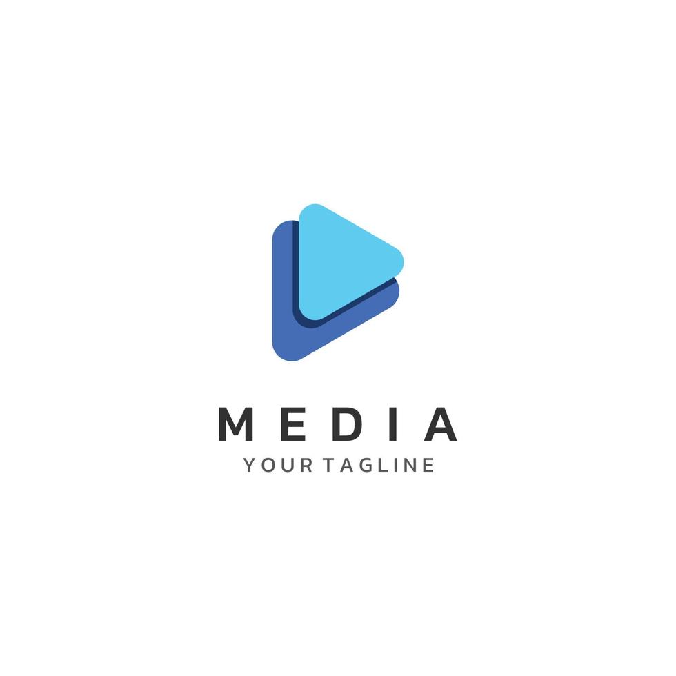 Media logo play button with modern triangle, the logo can be used for multimedia, printing, technology and other businesses. vector